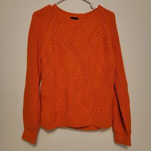 TALBOTS Diamond Cable Knit Sweater Orange Size Large Heavyweight